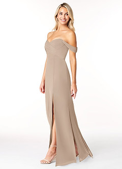 Azazie Joretta Bridesmaid Dresses Taupe A-Line Sweetheart Neckline Chiffon Convertible Dress image4