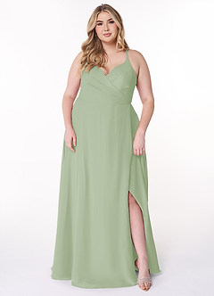 Azazie Davis Bridesmaid Dresses Dusty Sage A-Line V-Neck Chiffon Dress image7