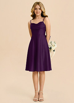 Azazie Bear Junior Grape A-Line Sweetheart Neckline Stretch Satin Dress image5