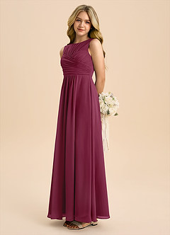 Azazie Skyla Junior Mulberry A-Line Pleated Chiffon Dress image1