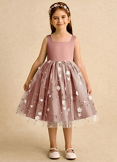 Azazie Bean Flower Girl Dresses Cedar Rose Ball-Gown Bow Tulle Dress image1