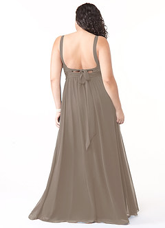 Azazie Aziza Bridesmaid Dresses Taupe A-Line V-Neck Pleated Chiffon Dress image8