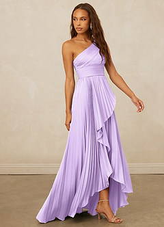 Christian Siriano Bridal for Azazie 1008 Bridesmaid Dresses Lilac A-Line One Shoulder Stretch Satin Dress image4