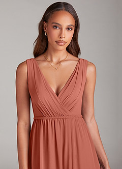 Azazie Tanicia Bridesmaid Dresses Clay A-Line Pleated Chiffon Dress image5