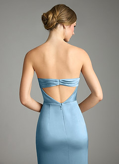 Azazie Leonis Bridesmaid Dresses Steel Blue Mermaid Pleated Stretch Satin Convertible Dress image7