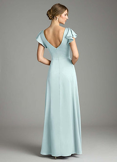 Azazie Omari Bridesmaid Dresses Sea Glass A-Line Stretch Satin Dress image2