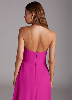 Azazie Wren 신부 들러리 드레스 A라인 스트랩리스 쉬폰 티 길이 드레스 image8