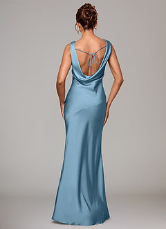 Azazie Rylina Bridesmaid Dresses Steel Blue Mermaid Stretch Satin Dress image5