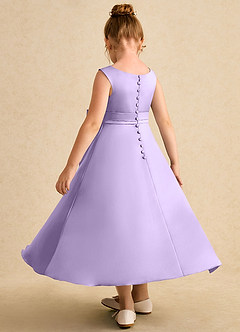 Azazie Eve Abiti da Ragazza di Fiori Abito A-Line in Raso Opaco Plissettato Lilla image5