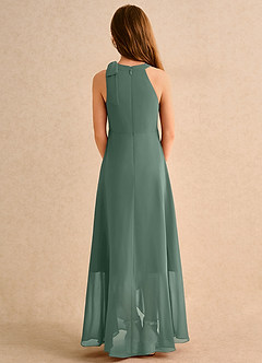 Azazie Boop Girls Formal Flower Girl Dresses Eucalyptus A-Line Bow Chiffon Dress image2