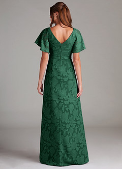 Azazie Ambrosia Vestidos de damas de honor Vestido de Verde Oscuro de Devorado Floral de Corte en A con Plisado image7