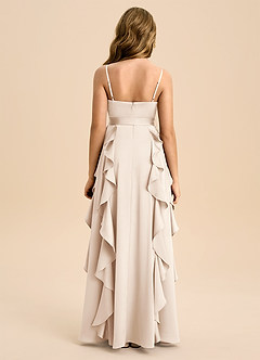 Azazie Peyton Junior White Alabaster A-Line Pleated Stretch Satin Dress image4