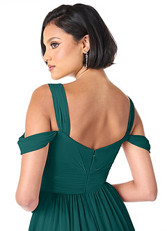 Azazie Lianne Bridesmaid Dresses Peacock A-Line Off the Shoulder Chiffon Dress image6