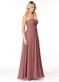Azazie Yazmin Probar vestidos en casa Vestido de Rosa Del Desierto de Gasa de Corte en A Convertible con Escote de Corazón image5