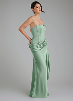 Azazie Draya Robes de demoiselle d'honneur Robe Sirène en Satin extensible Sans bretelles Agave image7