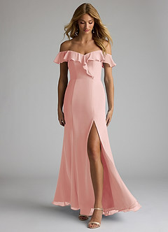 Azazie Sophie Bridesmaid Dresses Rosette A-Line Off the Shoulder Chiffon Convertible Dress image1
