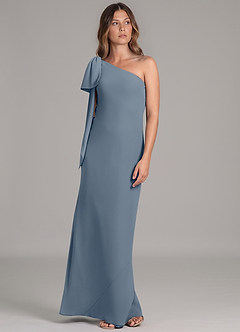 Azazie Capri Jurken voor bruidsmeisjes Jurk van Chiffon met A-Lijn One-Shoulder Schemering image5