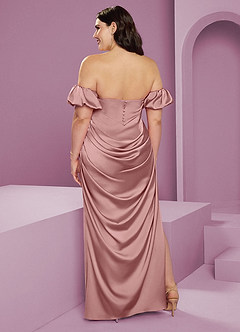 Barbie ♥ Azazie Bridesmaid Dresses Dusty Rose Sheath Off the Shoulder Stretch Satin Convertible Dress image11
