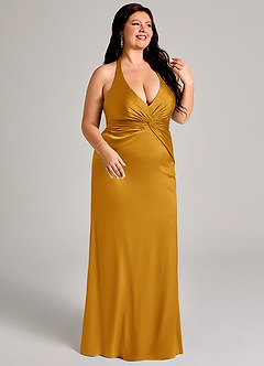 Azazie Valerie Brudtärnklänningar Klä av Sjöjungfru i Stretch Satin Plisserad Knäck image4