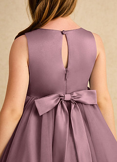 Azazie Prima Flower Girl Dresses Vintage Mauve A-Line Bow Tulle Dress image6