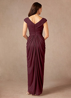 Azazie Lisolette Mother of the Bride Dresses Cabernet Sheath Pleated Mesh Dress image2