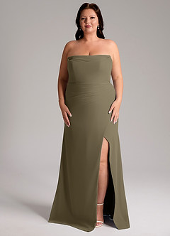 Azazie Leonis Bridesmaid Dresses Willow Green Sheath Strapless Chiffon Convertible Dress image11