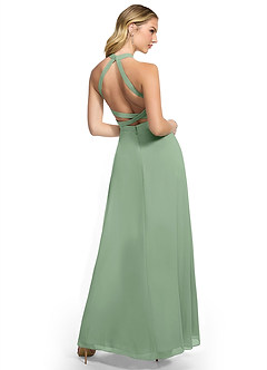 Azazie Clarice Bridesmaid Dresses Matcha A-Line Halter Chiffon Dress image4