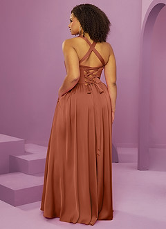 Barbie ♥ Azazie Bridesmaid Dresses Cedar Rose A-Line with Pockets Stretch Satin Dress image14
