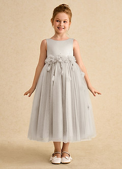 Azazie Lux Flower Girl Dresses Frost A-Line Beaded Tulle Dress image5