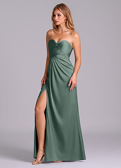 Azazie Sabrine Vente Finale Robe Trapèze en Satin extensible Encolure en Forme de Cœur Black image4
