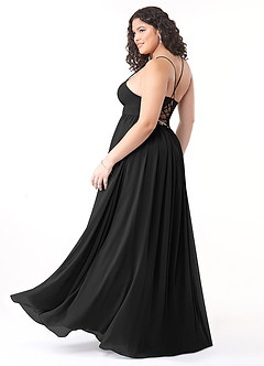 Azazie Aaida Abiti da Damigella Abito A-Line in Chiffon Corsetto Nero image10