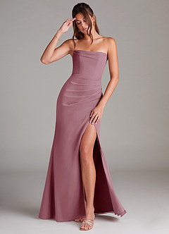 Azazie Leonis Bridesmaid Dresses Vintage Mauve Sheath Strapless Chiffon Convertible Dress image1
