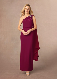 Azazie Gianna Mother of the Bride Dresses Burgundy One Shoulder Stretch Crepe Dress image1