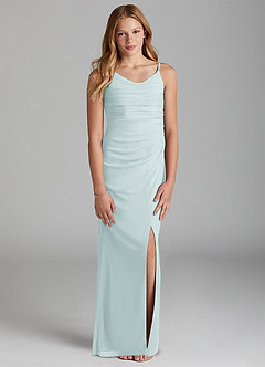 Azazie Deandra Junior Mist Sheath Mesh Dress image1