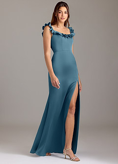 Azazie Callie Bridesmaid Dresses Bermuda A-Line Ruched Stretch Satin Convertible Dress image4