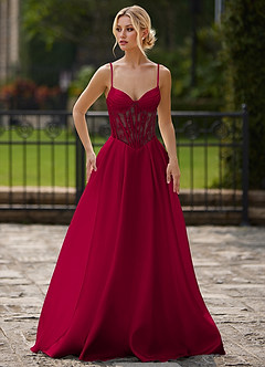 Nimbus Burgundy Cutout Corset Satin Prom Dress image5