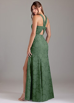 Azazie Rue Robes de demoiselle d'honneur Robe Trapèze en Blumen-Burnout Plissée Eucalyptus image2