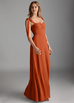 Azazie Lizet Bridesmaid Dresses Burnt Orange A-Line Sweetheart Neckline Chiffon Dress image3