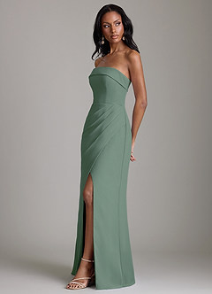 Azazie Aretha Bridesmaid Dresses Eucalyptus A-Line Strapless Chiffon Dress image6