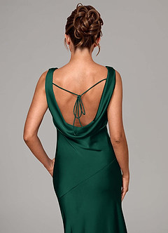 Azazie Rylina Bridesmaid Dresses Emerald Mermaid Stretch Satin Dress image2