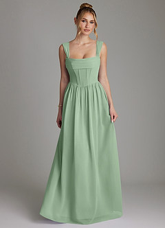 Azazie Caterina Bridesmaid Dresses Matcha A-Line Corset Chiffon Dress image4