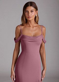 Azazie Callan Bridesmaid Dresses Vintage Mauve Mermaid Pleated Chiffon Convertible Dress image4