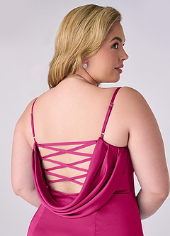 Barbie ♥ Azazie Jurken voor bruidsmeisjes Jurk van Stretch Satijn met Zeemeermin Korset Barbie Roze image8