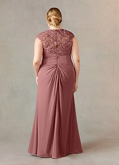 Azazie Birdie Mère de la mariée Robes Robe Trapèze en Mousseline de soie Paillettes Reine Anne Rose Du Désert image8