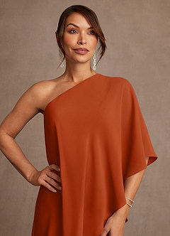 Azazie Wilma Mère de la mariée Robes Robe Fourreau en Blumen-Burnout Une épaule Orange Brûlée image6