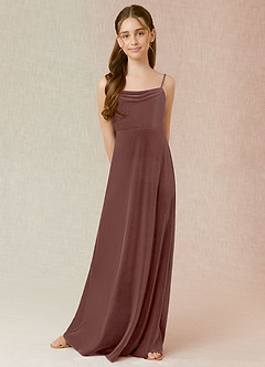 Azazie Solange Junior Espresso A-Line Velvet Dress image4