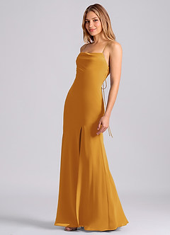 Azazie Grata Brudtärnklänningar Klä av Sjöjungfru i Chiffong Plisserad Knäck image4