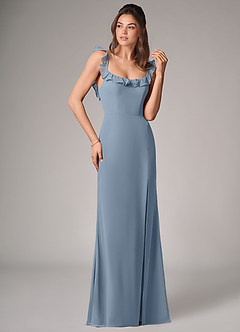 Azazie Callie Brautjungfernkleider Wandelbar Meerjungfrau-Linie Seitliche Cut-Outs Chiffon Kleid Staubblau image3