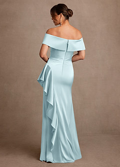 Azazie Kirsty vestidos de madre de la novia Vestido de Azul Nube de Satén Elástico de Corte Recto con Vestidos sin tirantes image2