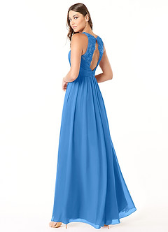 Azazie Luz Bridesmaid Dresses Blue Jay A-Line Lace Chiffon Dress image4